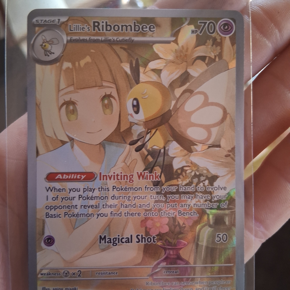 Pokemon Trading Card - Lillie's Ribombee with Yellow and Purple